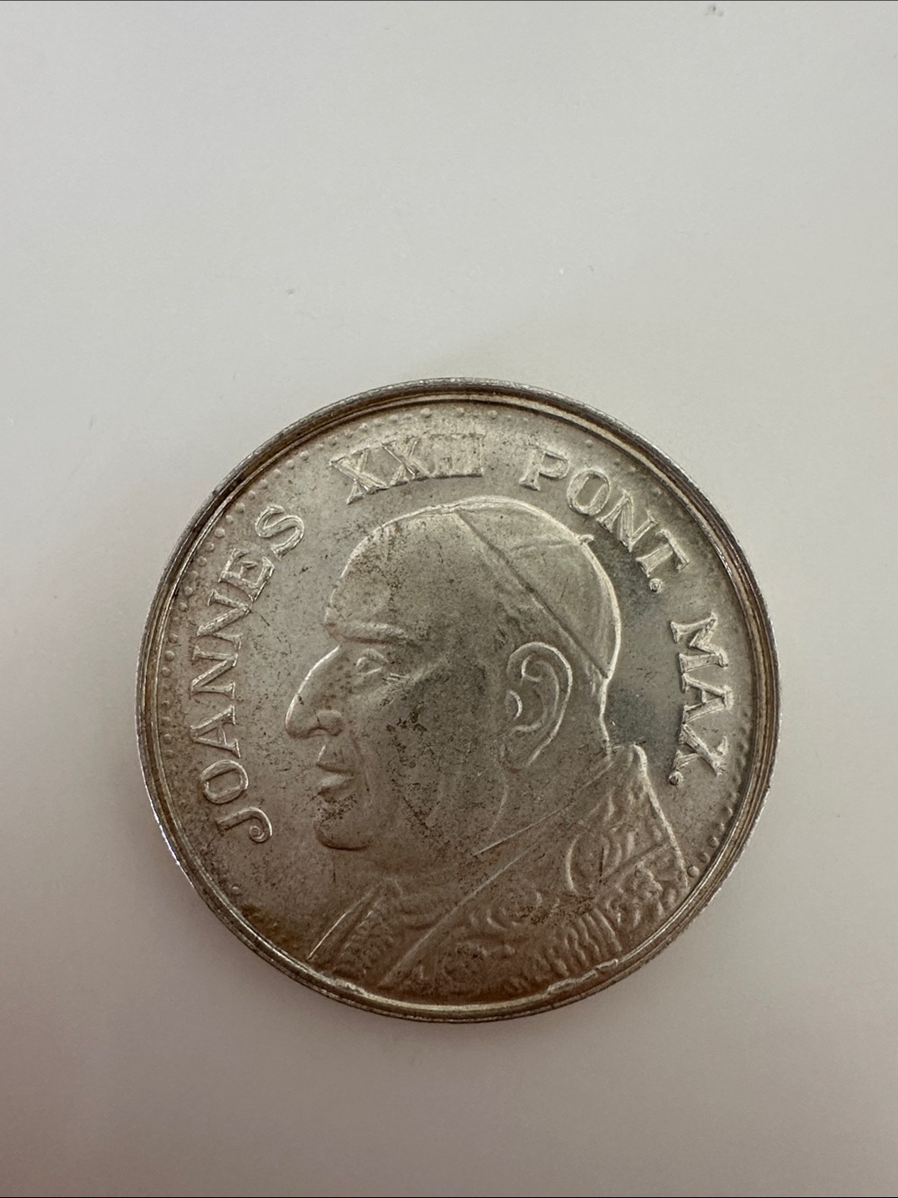 Vintage Silver-Plated Vatican Medallion Coin with Pope John